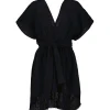 Livraison rapide MAISON SAINT JULIEN Robe Empire Courte Coton Noir 16