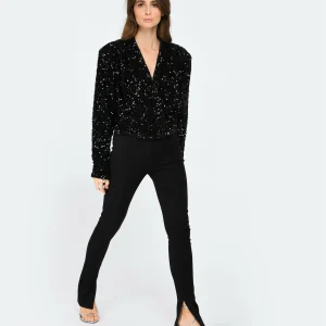 ROTATE Top Court Sequins Noir soldes luxe 15