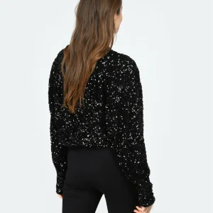 ROTATE Top Court Sequins Noir soldes luxe 13