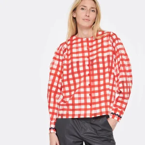 boutiqued en ligne Tara Jarmon Blouse Carreaux Coton Rouge 10