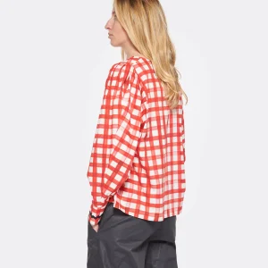 boutiqued en ligne Tara Jarmon Blouse Carreaux Coton Rouge 12